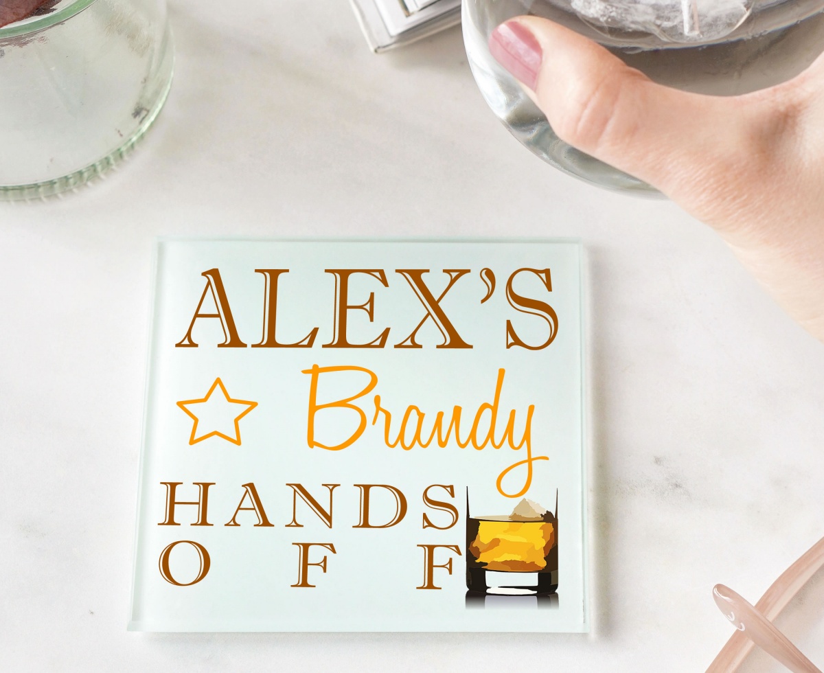 Personalised Brandy Glass Gift Drinks Coaster